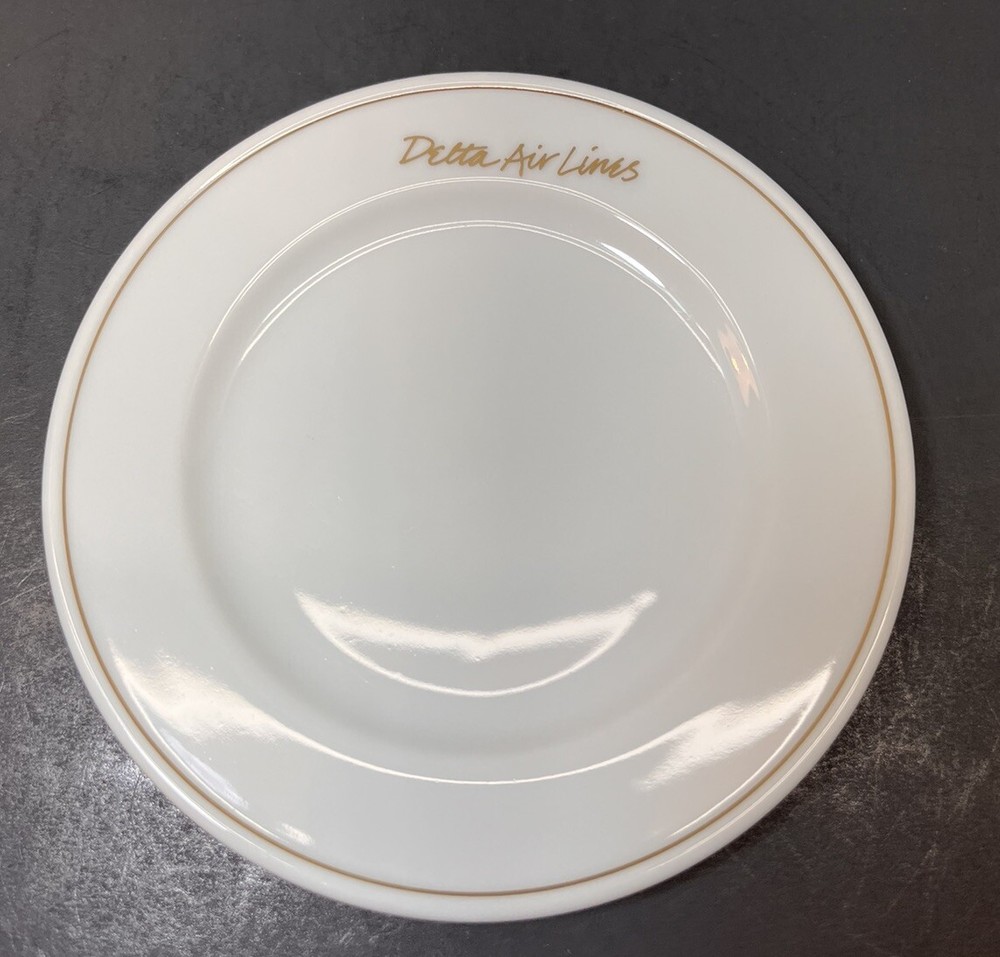 Delta Air Lines In Flight Dinnerware Gold Script & Trim Abco 5 1/4" Bread Plate