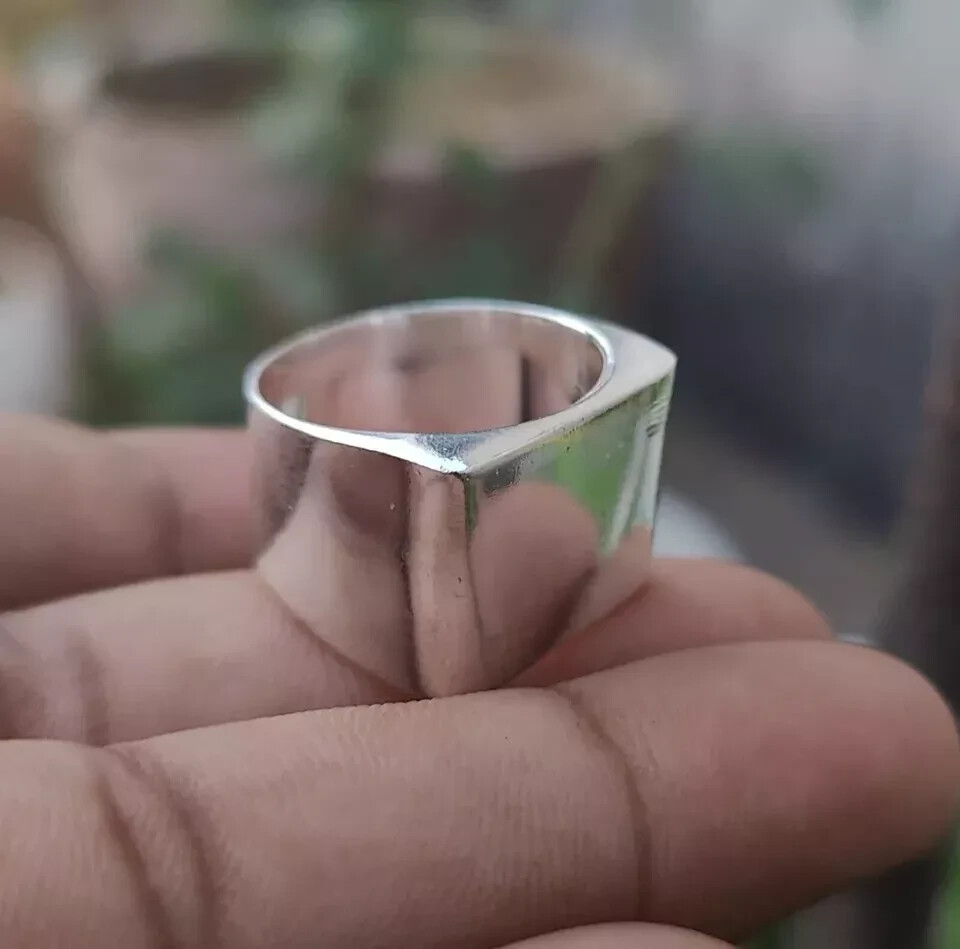 925 Sterling Silver Men's Ring Handmade Solid Heavy Men's Statement Band Ring