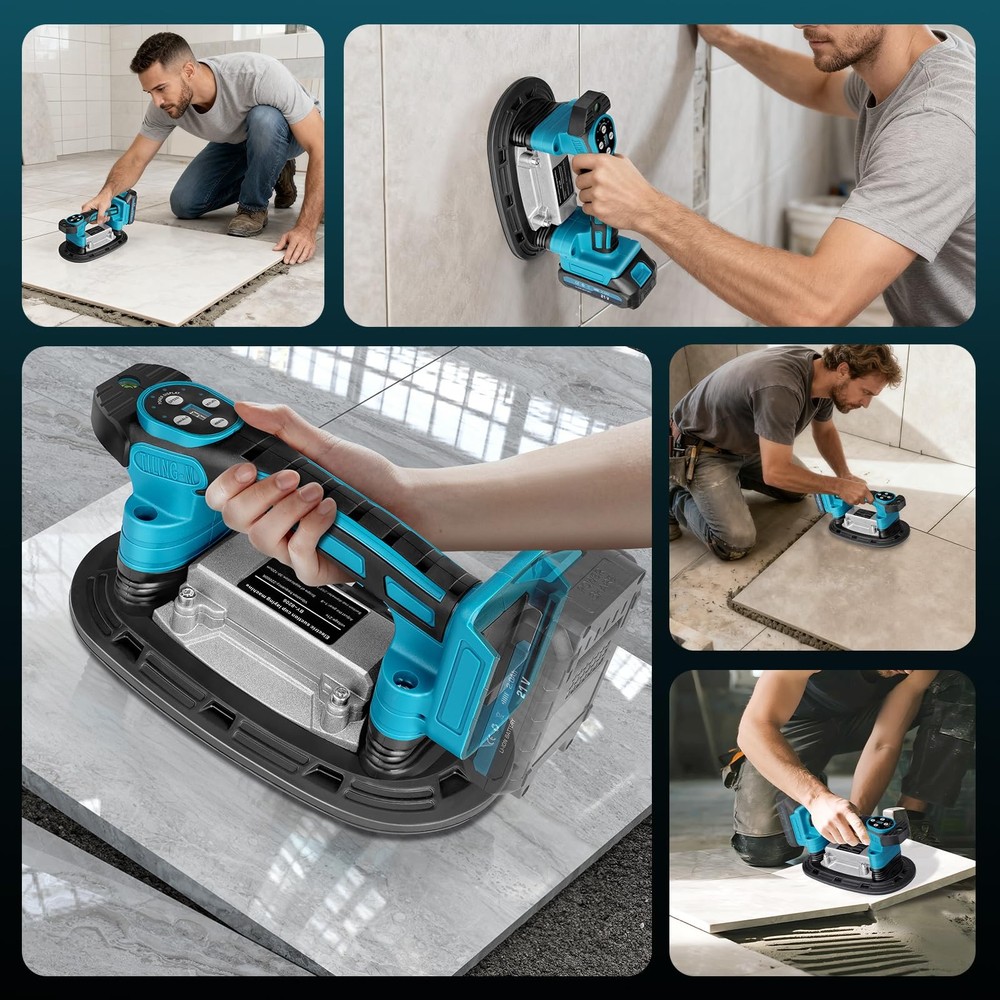 Tile Vibration Tool 250mm Suction Cup Max 551lbs/250kg, Handheld Tile Install...