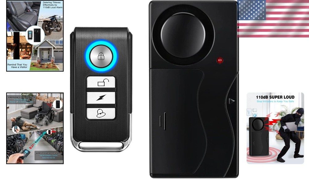 Adjustable Sensitivity 110dB Vibration Alarm with Remote for Maximum Protection