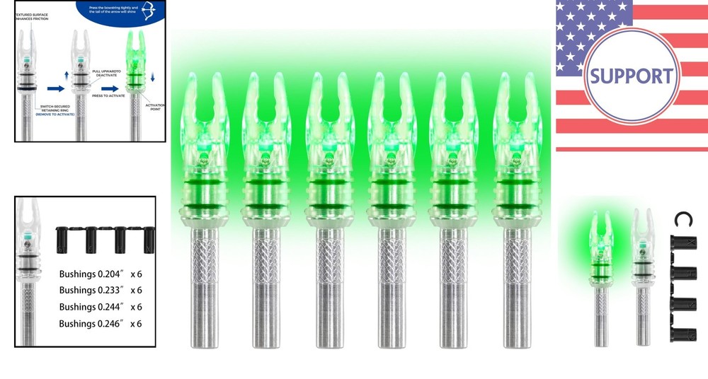 Durable 6 PCS LED Lighted Nocks for Precision Shooting - Easy Pull Activation