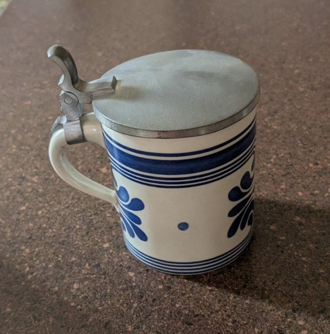 Rosenthal Studio Line Pottery Stein with Pewter Lid