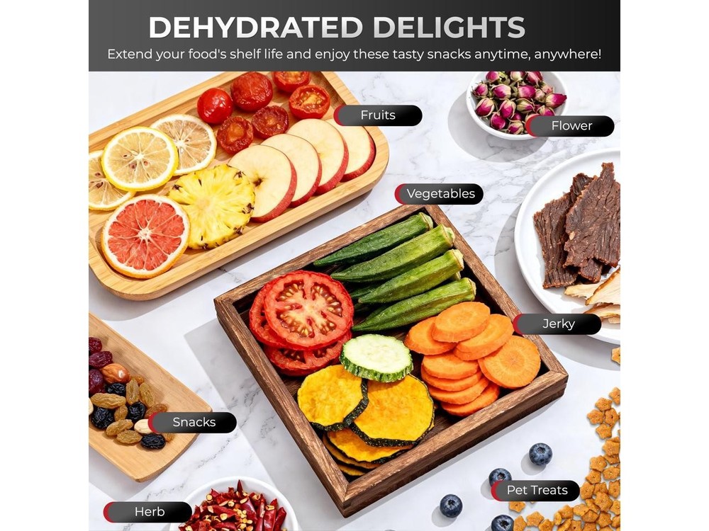 Rosewill Food Dehydrator Machine, 8 Stackable Trays with Adjustable 48H Timer an