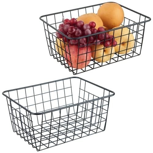 Wire Kitchen Storage Basket 2 Packs,Perfect Pantry Organization Basket,Laundr...