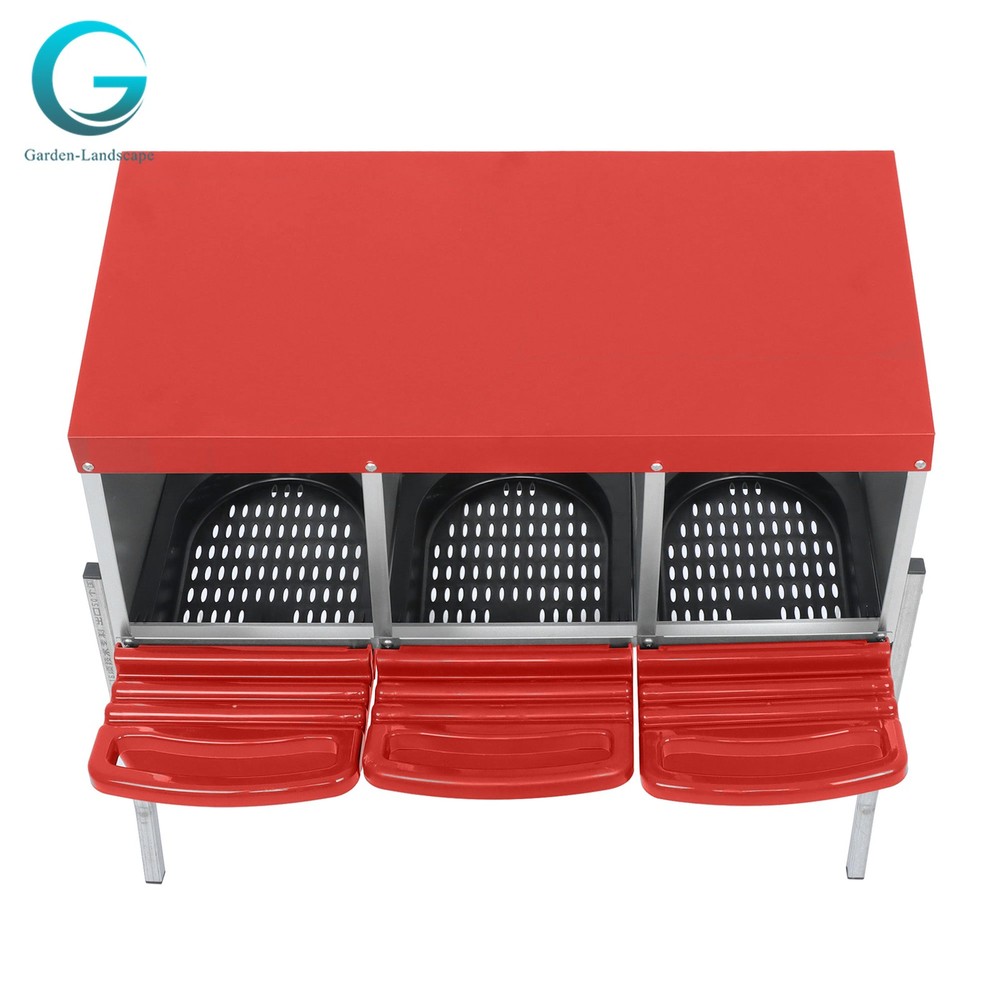 3 Holes Red Automatic Egg Collection Chicken Nesting Boxes With Metal Legs