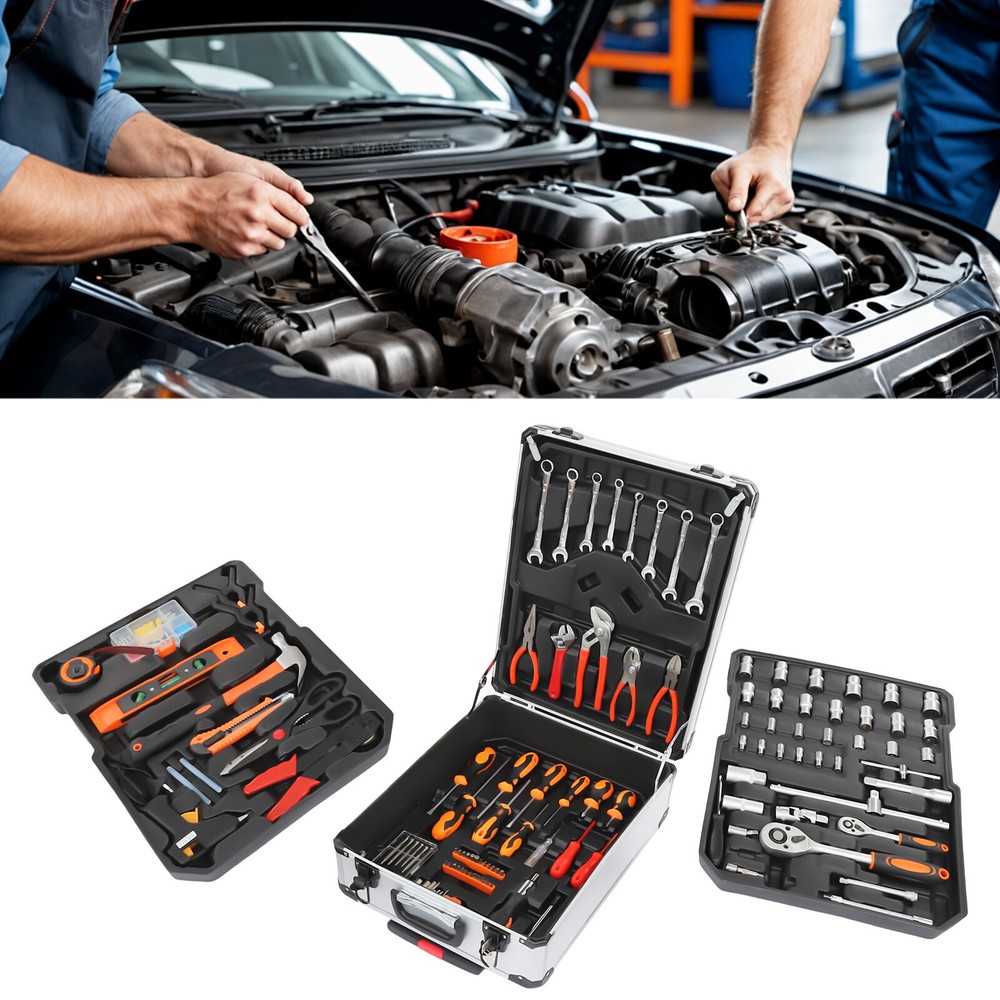 4-Compartments Trolley Case Tool Box Hand Tool Kit Hardware Tool & Luggage Kit