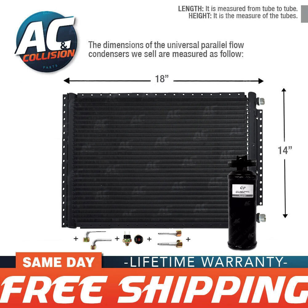 Universal Condenser Kit Parallel Flow 14 x 18 with Receiver Drier AC A/C