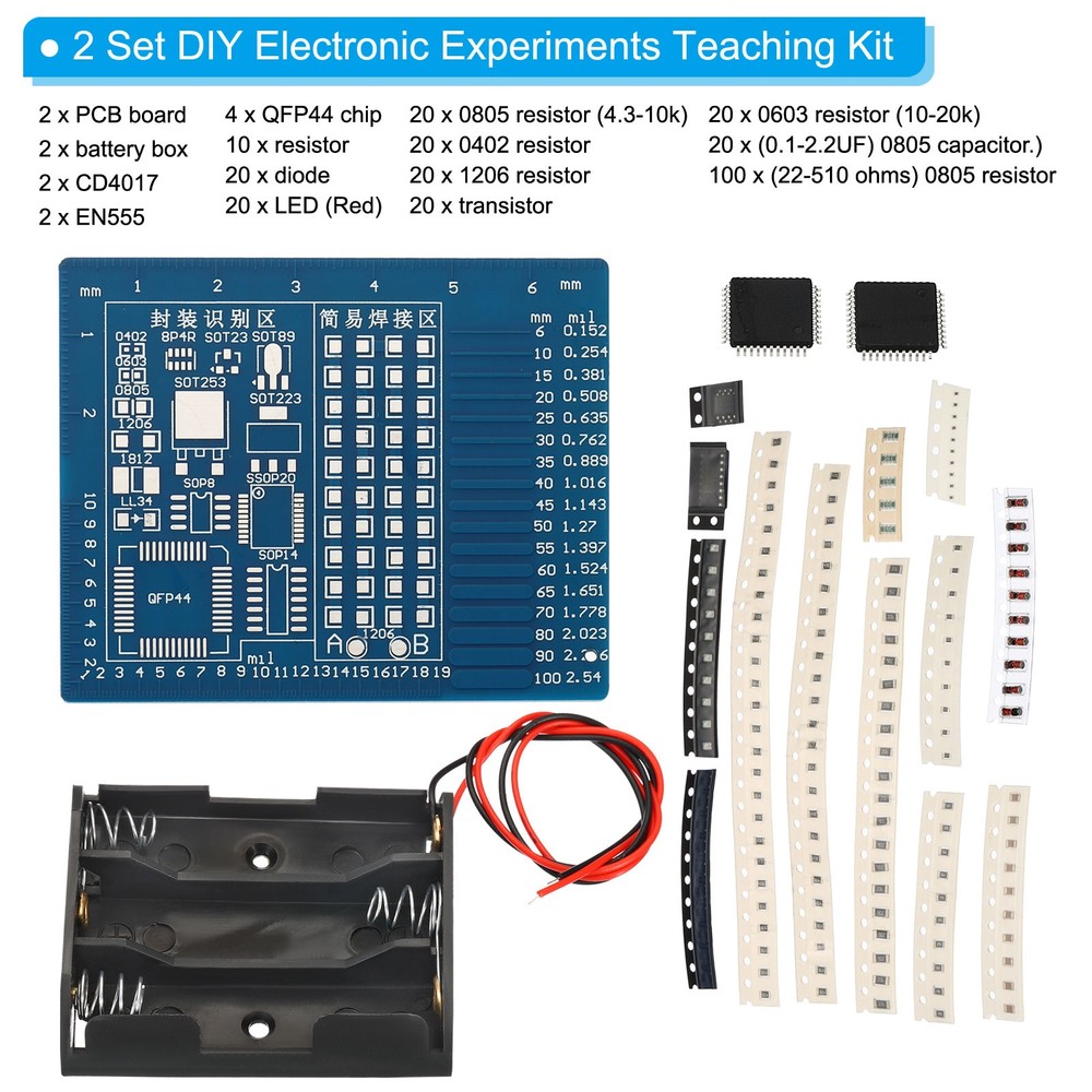 Soldering Practice Board, 2 Set Electronics Kit Prototype PCB Board, 5V