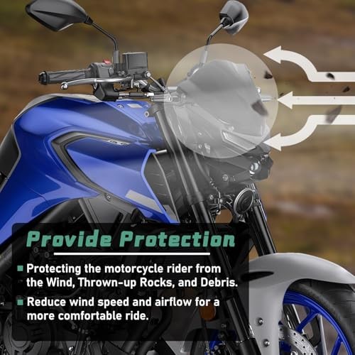 Motorcycle Windshield Windscreen Wind Deflector with Bracket Compatible Smoke