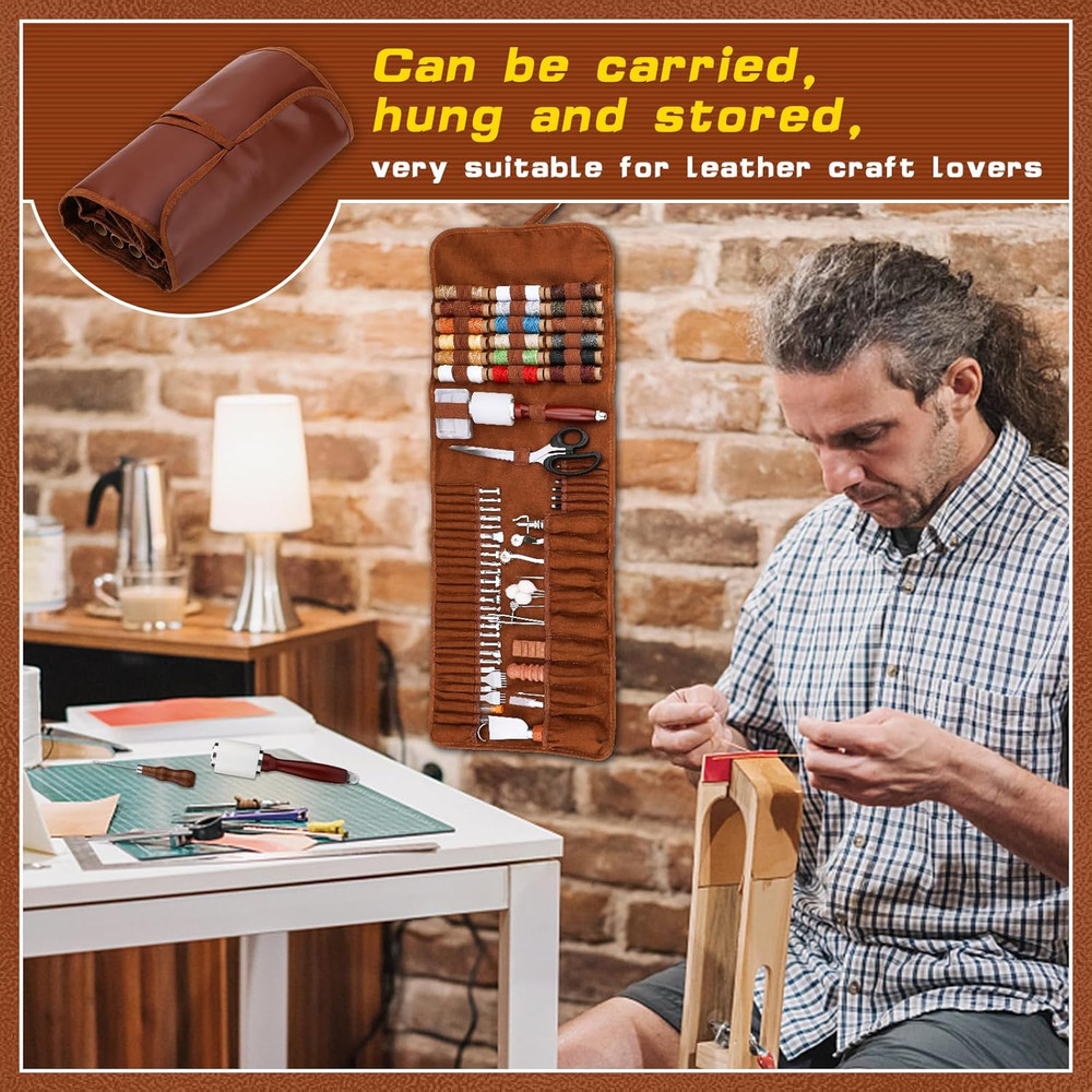 Leather Working Tool Leatherworking Tool Kit with Custom Storage Bag for Carving