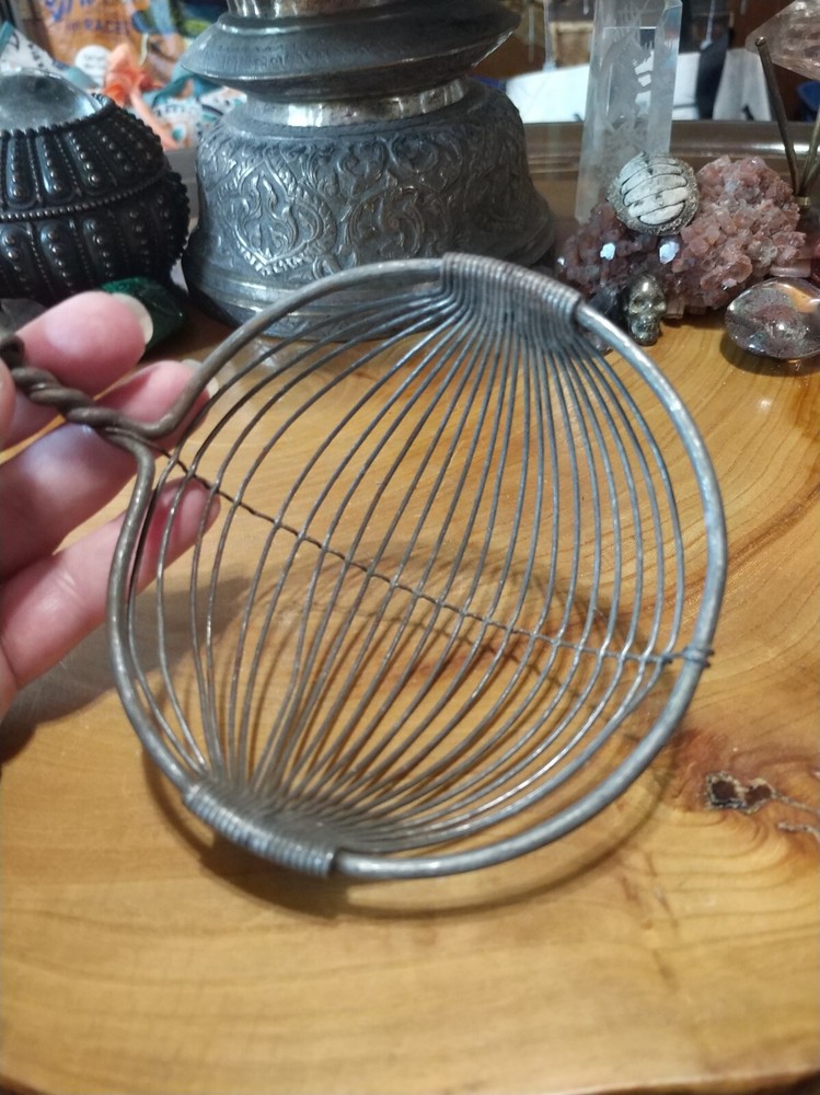 Antique 1920s vintage kitchen tool primitive strainer, skimmer