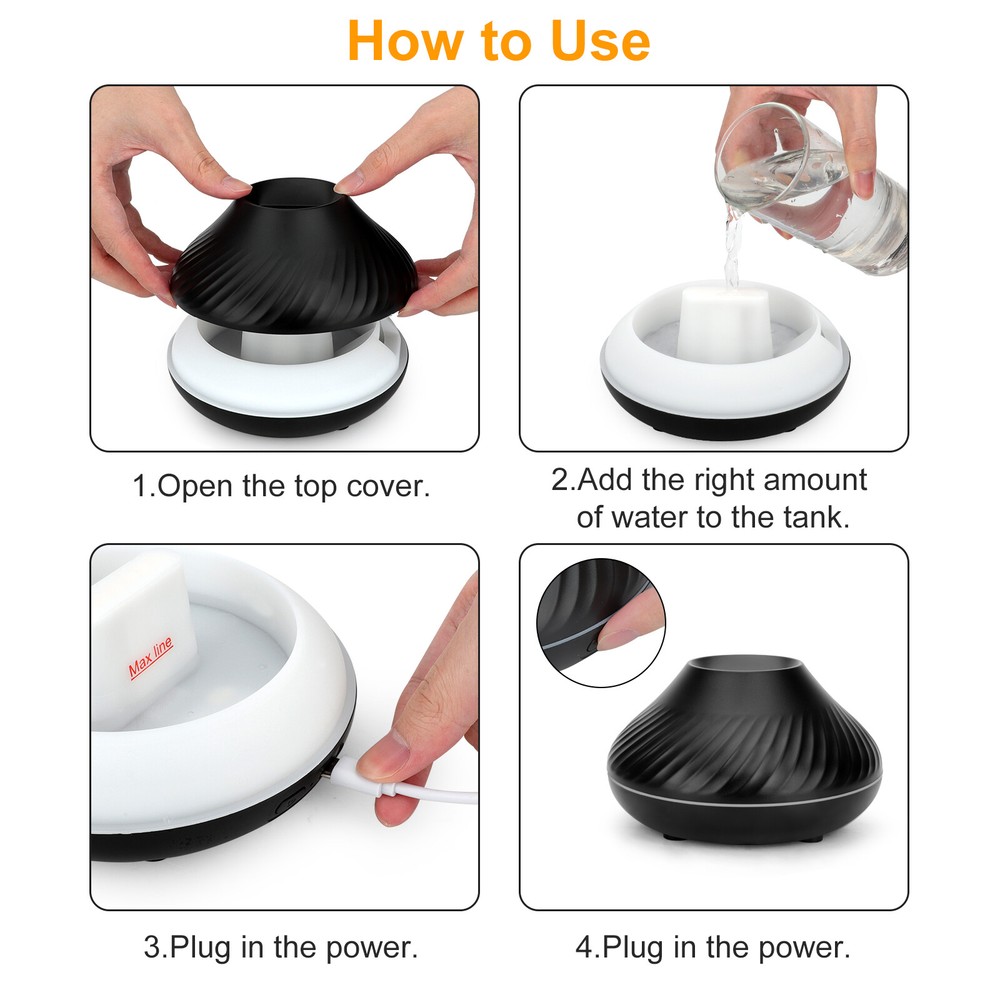 Cute Aroma Volcano Fire Flame Diffuser Humidifier Aromatherapy Essential Oil New