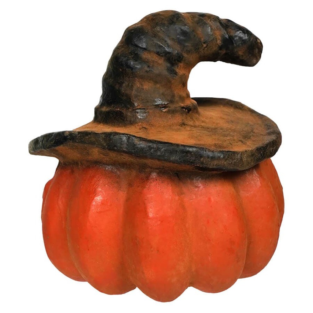 Carved Orange Pumpkin With Black Hat
