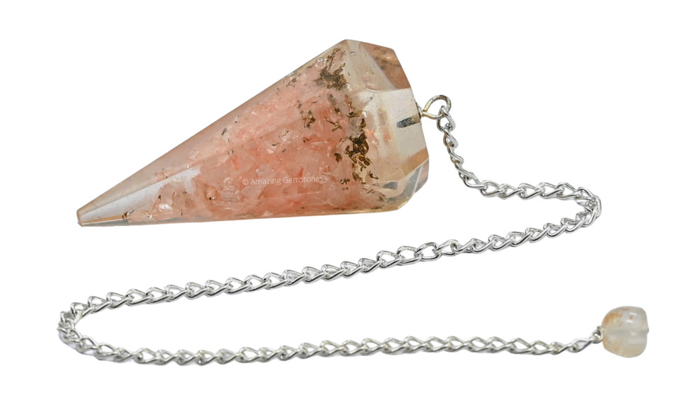 Rose Quartz Orgone Crystal Pendulum