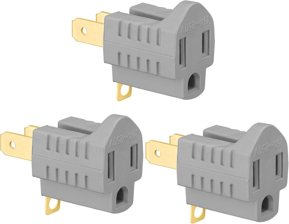 3-Pack Polarized 3-Prong to 2-Prong Grounding Adapter - Compact Power Solution