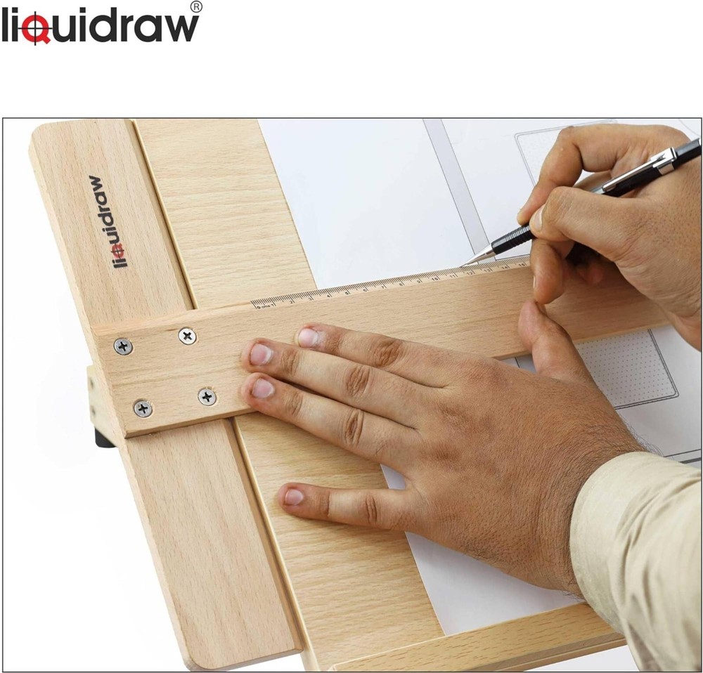 Liquidraw A2 Artist Drawing Board Adjustable Solid Wood With 60cm T Square Ruler