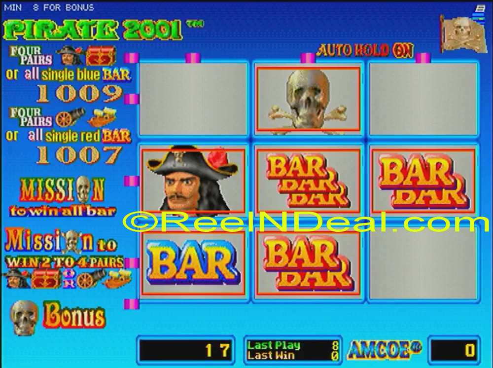 Amcoe Pirate 2001 Cherry Master 8-Liner Slot Machine Optional Skill Spin & Hold