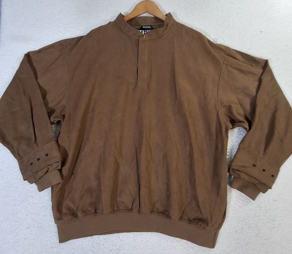 Zero Restriction Microsuede Golf Jacket Men’s XL Brown 1/4 Snap