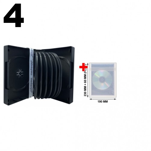 4 Black 16 Disc DVD Cases & 100 OPP Bags
