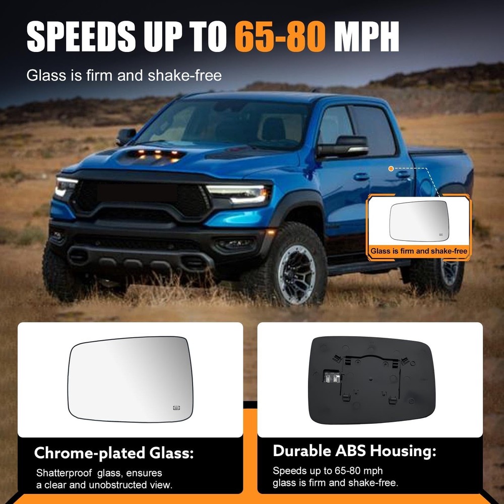 Driver Side Heated Mirror Glass Replacement for Dodge Ram Pick Up 1500 2500 2...