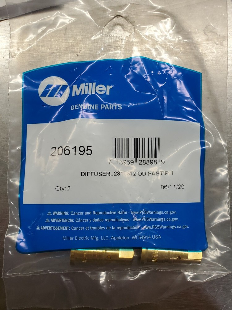 Miller 206195 Gas Diffuser, Roughneck, Fastip, 2PK