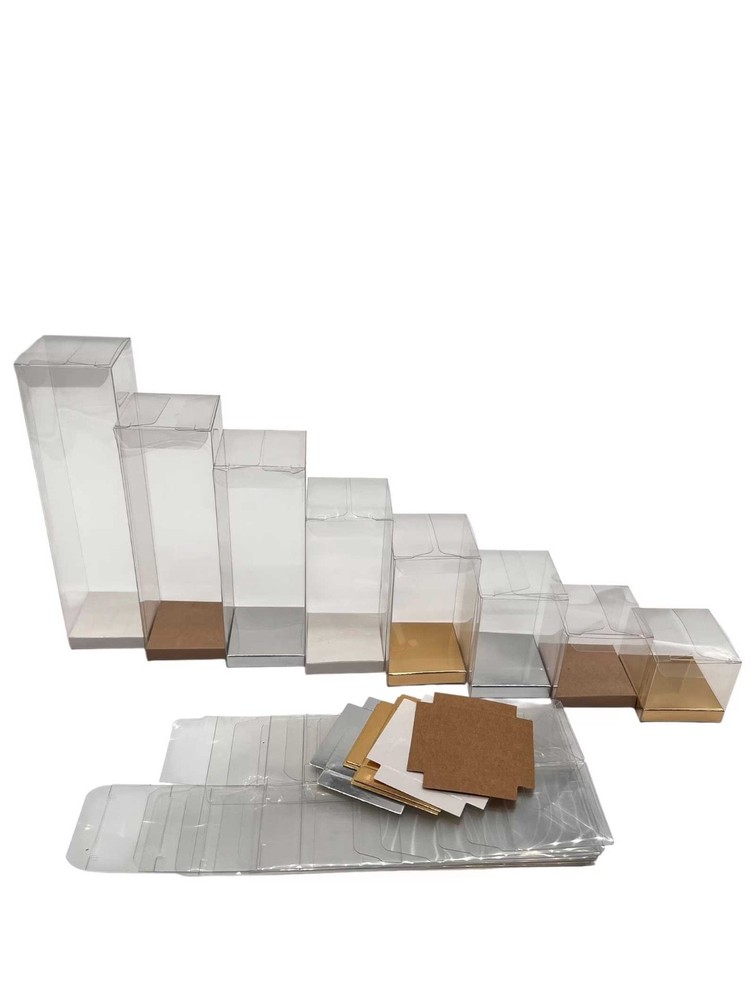 Clear Gift Box –Display Packaging,12 Pack-Pop&Lock 2 x 2 x 5 1/2" -Silver Base
