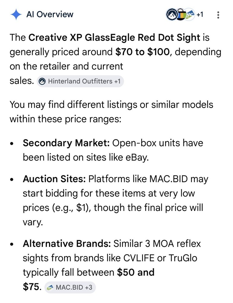GlassEagle Red Dot Sight 3 MOA Red Dot Sight