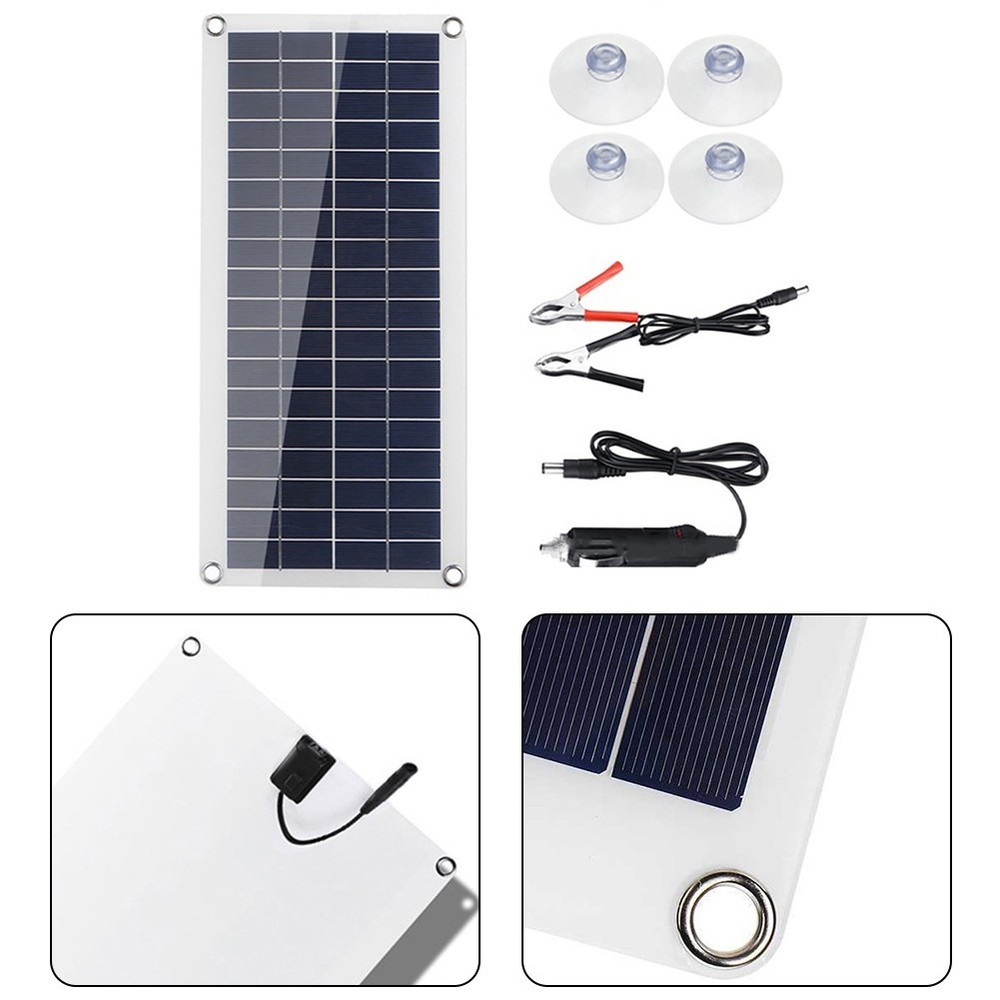 Flexible Solar Panel Kit with Dual USB Ports Charge Devices Simultaneously