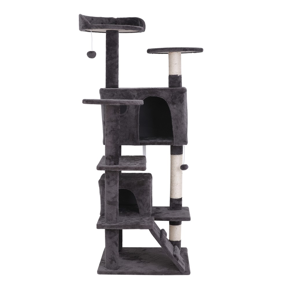 55 inch Cat Activity Tree Tower Great For Climbing、Playing、Scratching & Relaxing