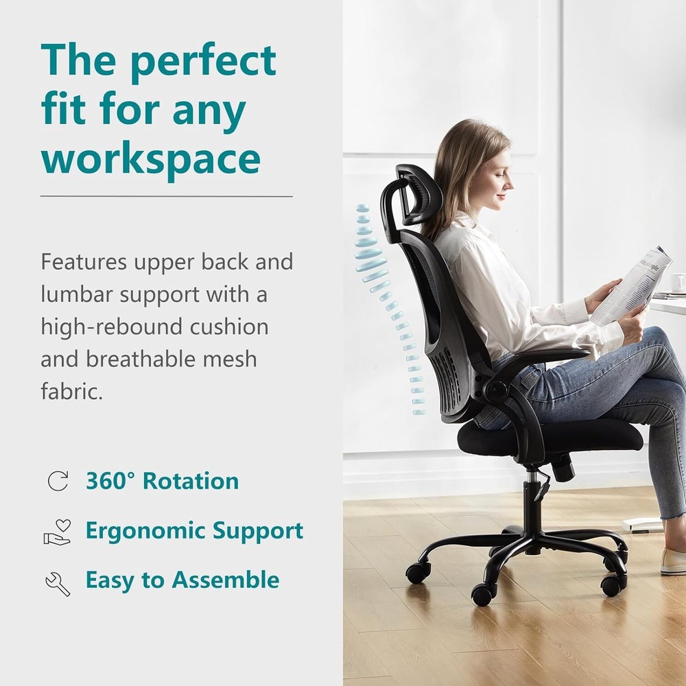Mesh Rolling Office Chair Ergonomic Computer Chair High-Back Work Task Chair