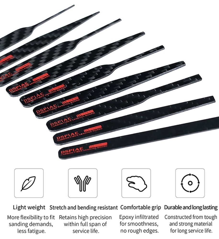 DSPIAE: Irregular Carbon Fiber Sanding Sticks - 3-Pack Set 3 Sizes