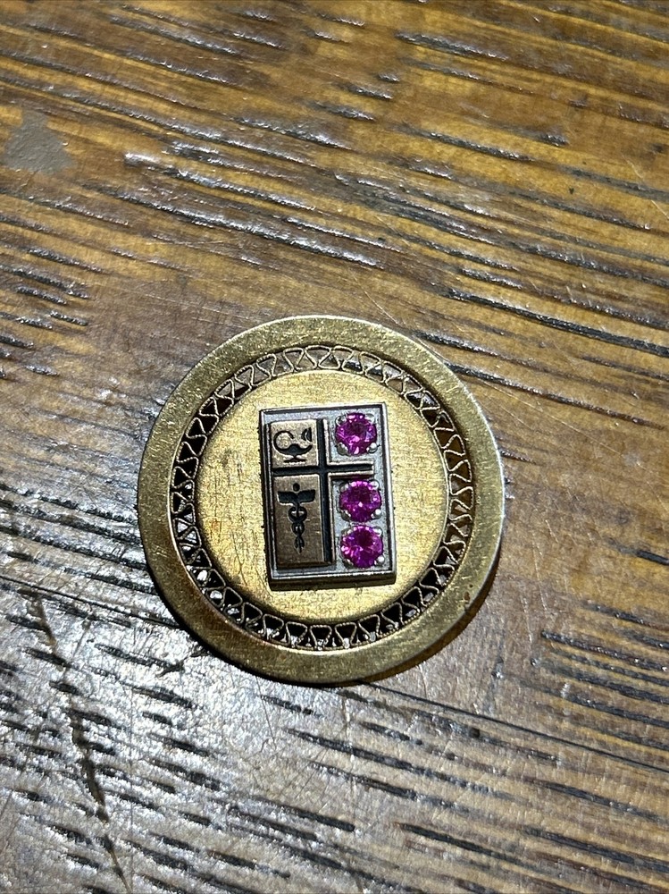 Vintage Flight Nurse Award GF Ruby Spinel Lapel Pin