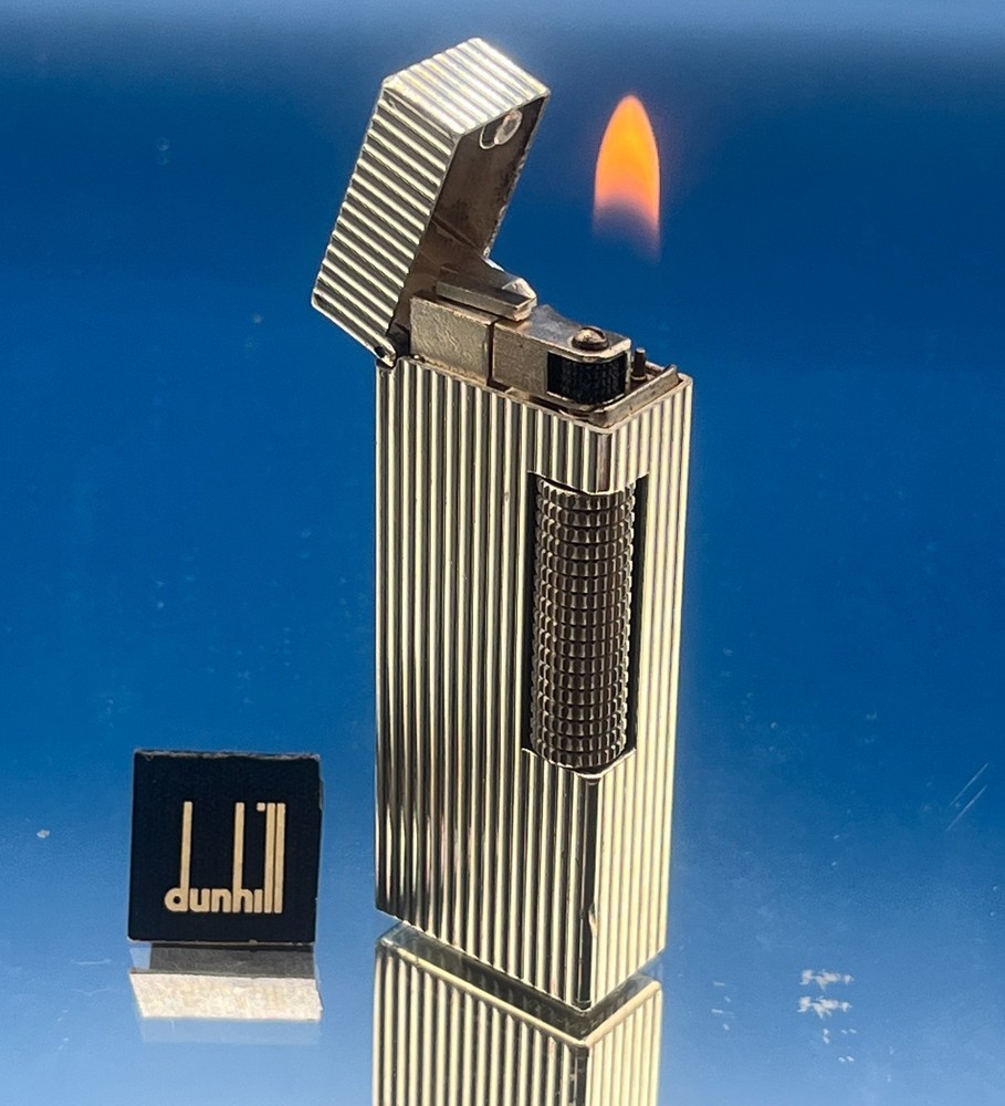 1982 Dunhill Rollagas Silver Filled Line Pattern  ,Butane  Lighter