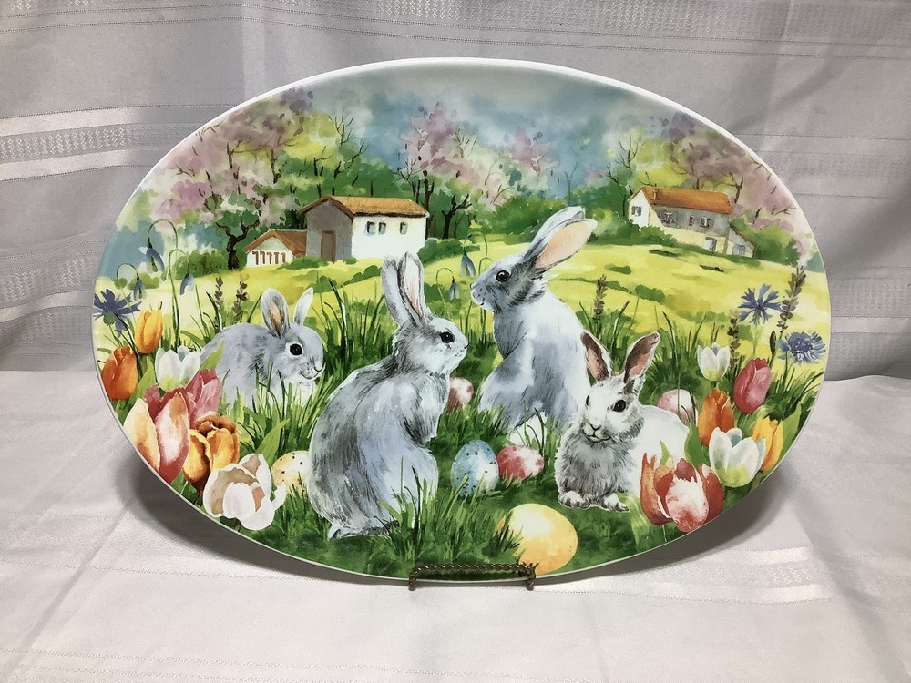 Oval Ceramic Easter Bunny Platter