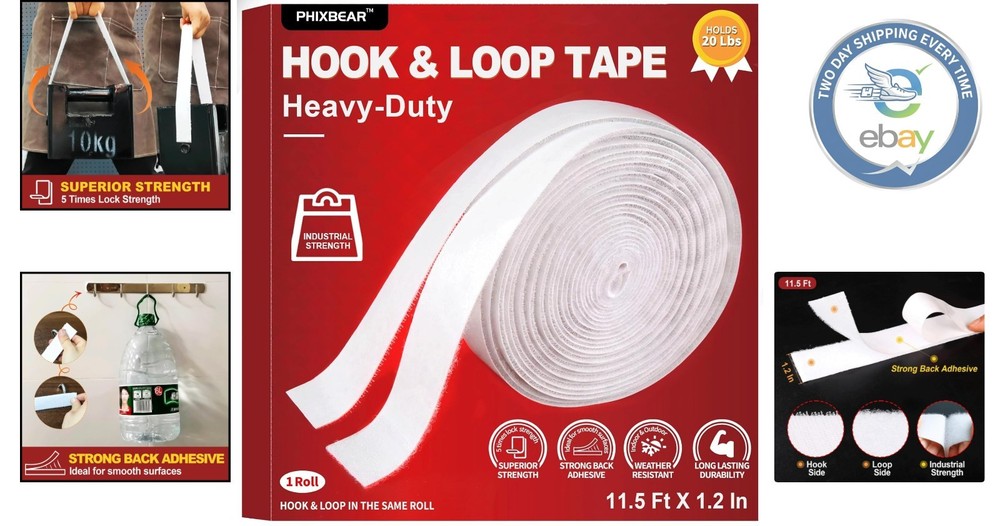Industrial Strength Hook & Loop Fasteners, 11.5ft - Secure Mounting Solution