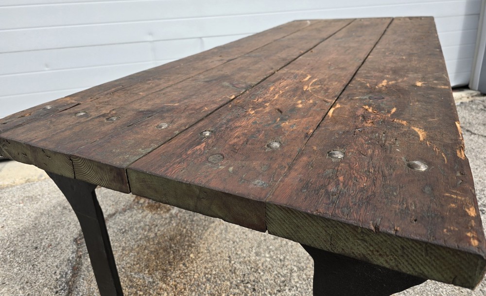 Zollner Machine Works antique industrial table with leg casting pattern