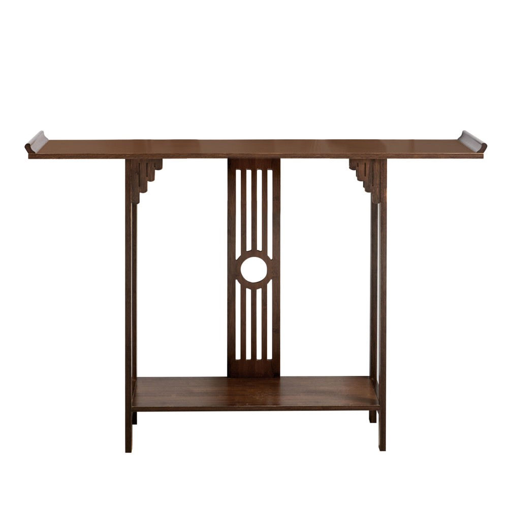 Chinese Style Vintage Console Table Sofa Side Table Bamboo Shelf Entryway Table