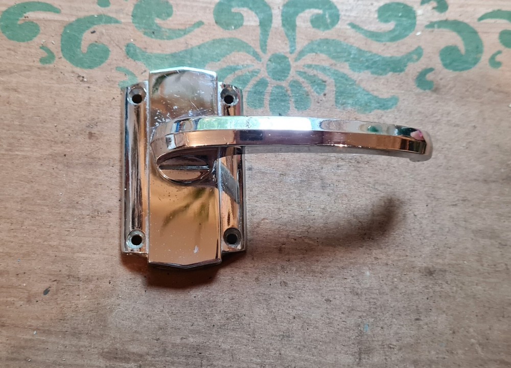 One Single chrome Old vintage door handle Lever
