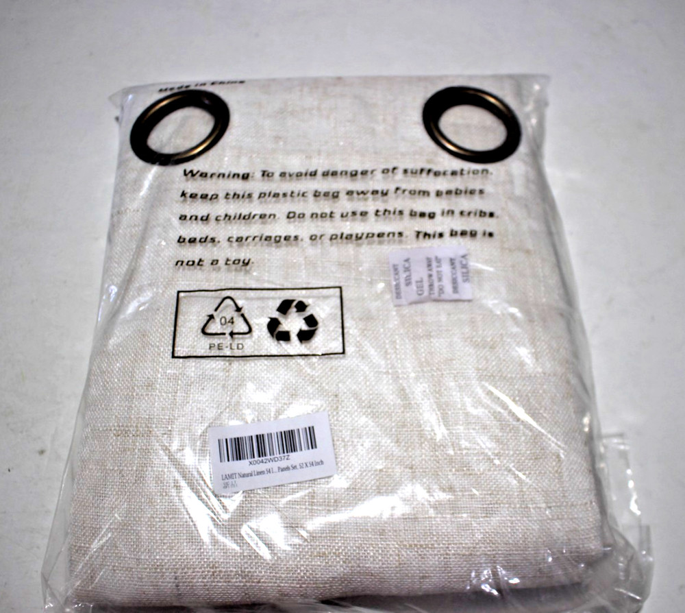 LAMIT NATURAL LINEN SHEER PANEL SET 52" X 54"