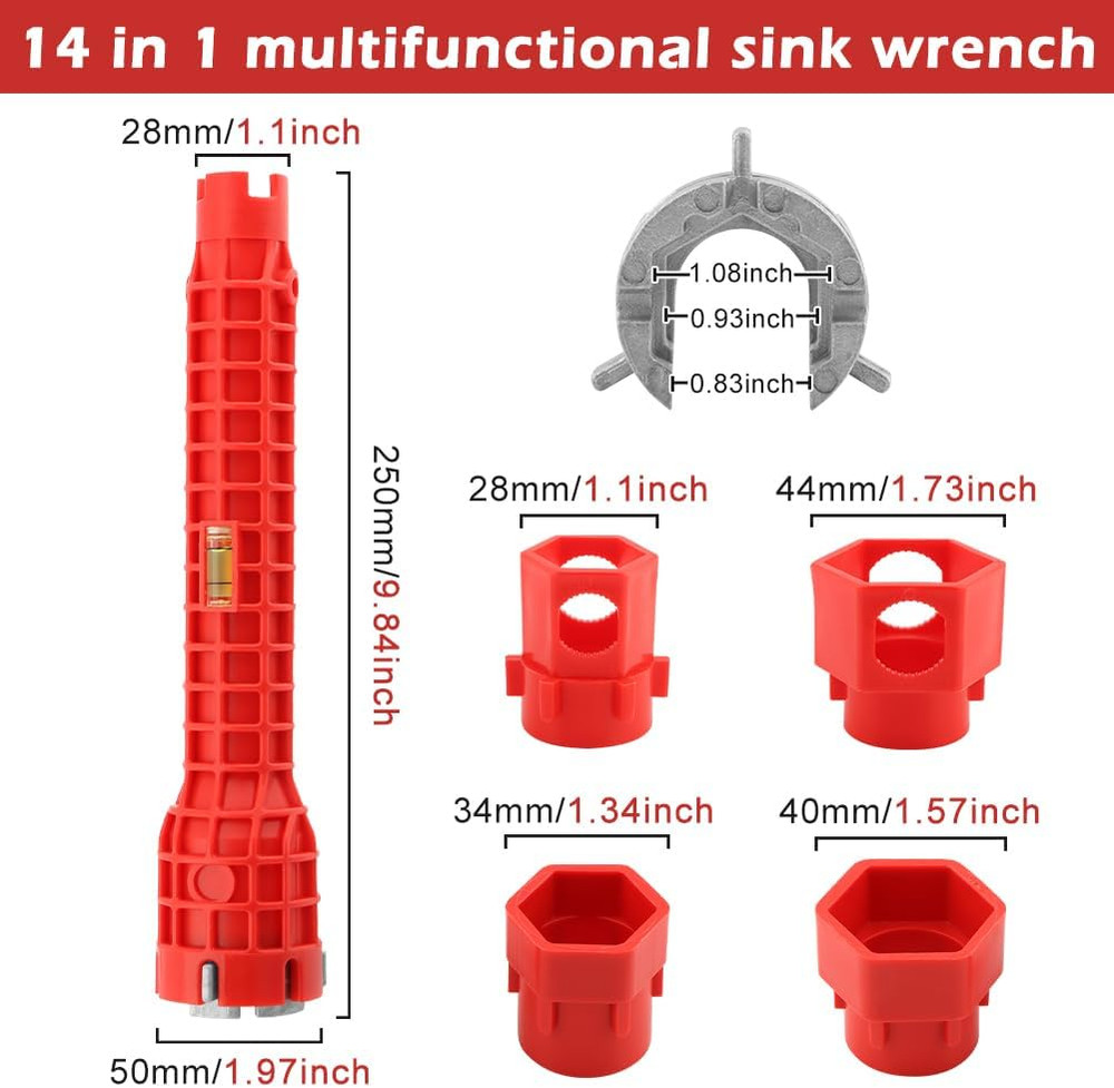 Faucet Installer Tool Sink Wrench 14 in 1 Multi Function Plumber Tool