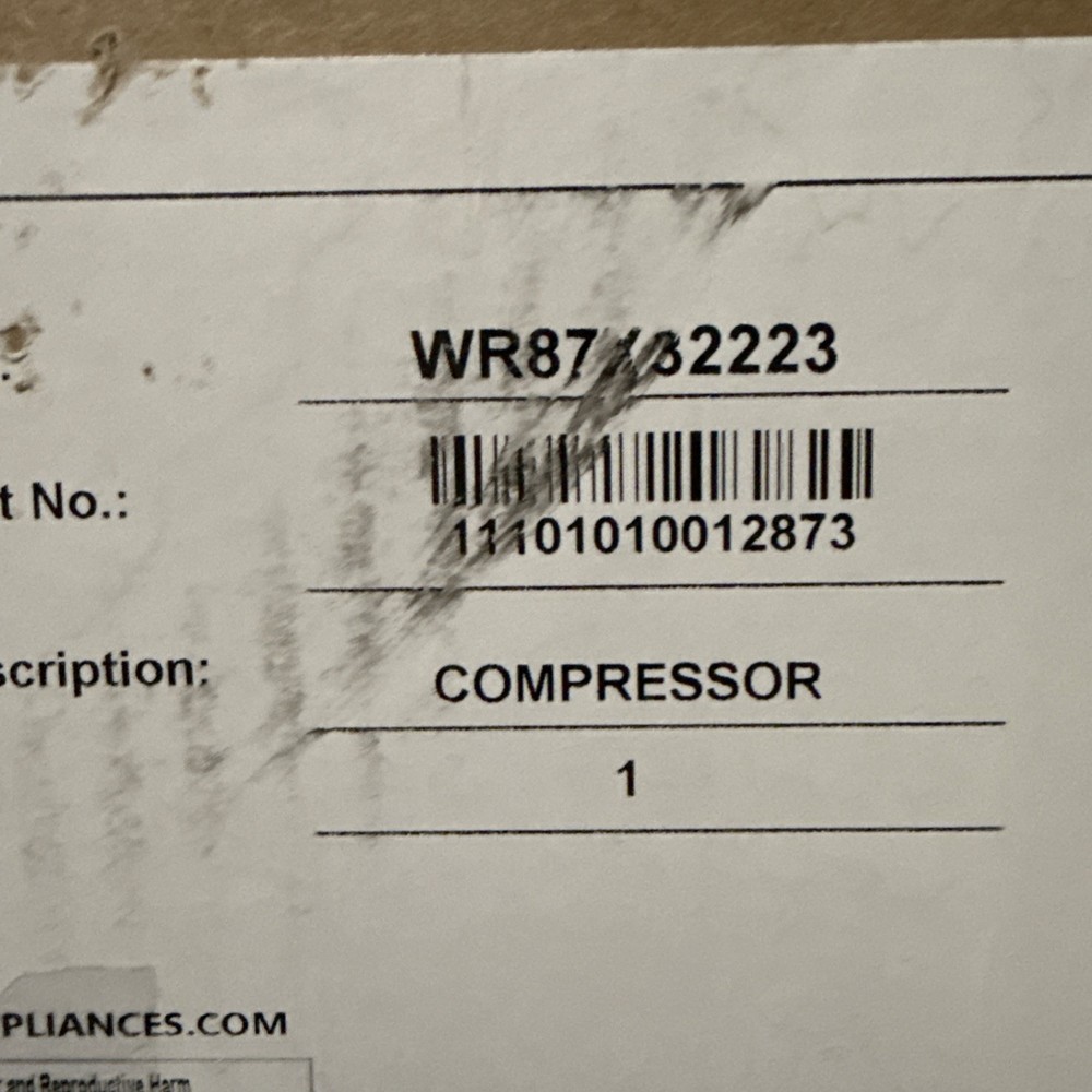 WR87X32223 GE REFRIGERATOR COMPRESSOR NEW
