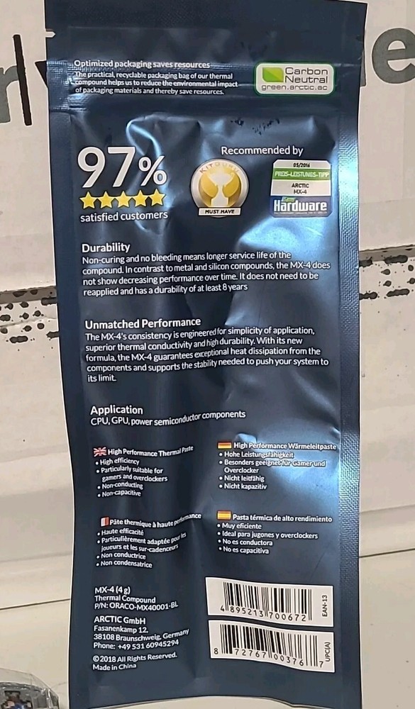 Arctic MX-4 Carbon Based Thermal Compound Paste Free Shipping