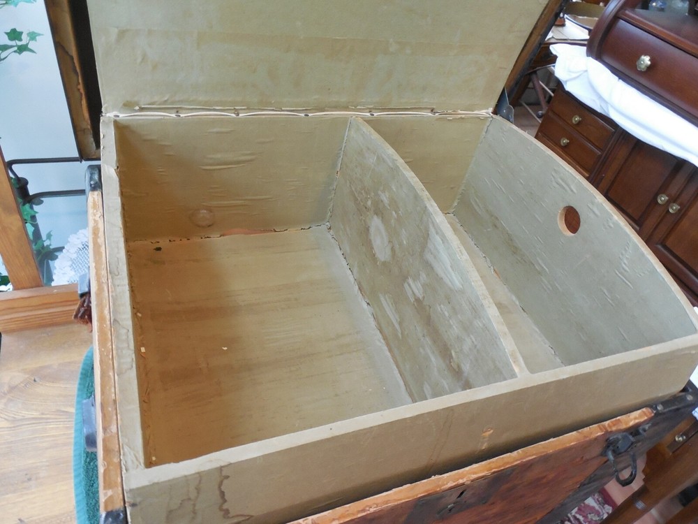 Antique Domed Wood Trunk w/ Removable Insert