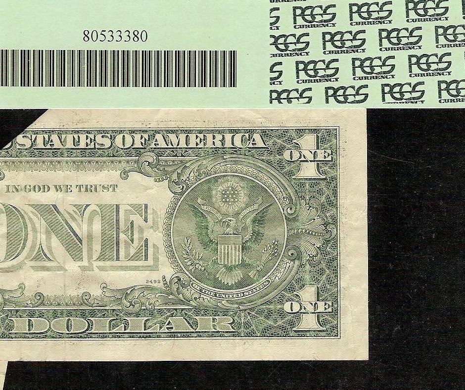 HUGE ERROR HALF FOLD 1977 $1 FRN PRINTED FOLDOVER PCGS 25 VERY FINE