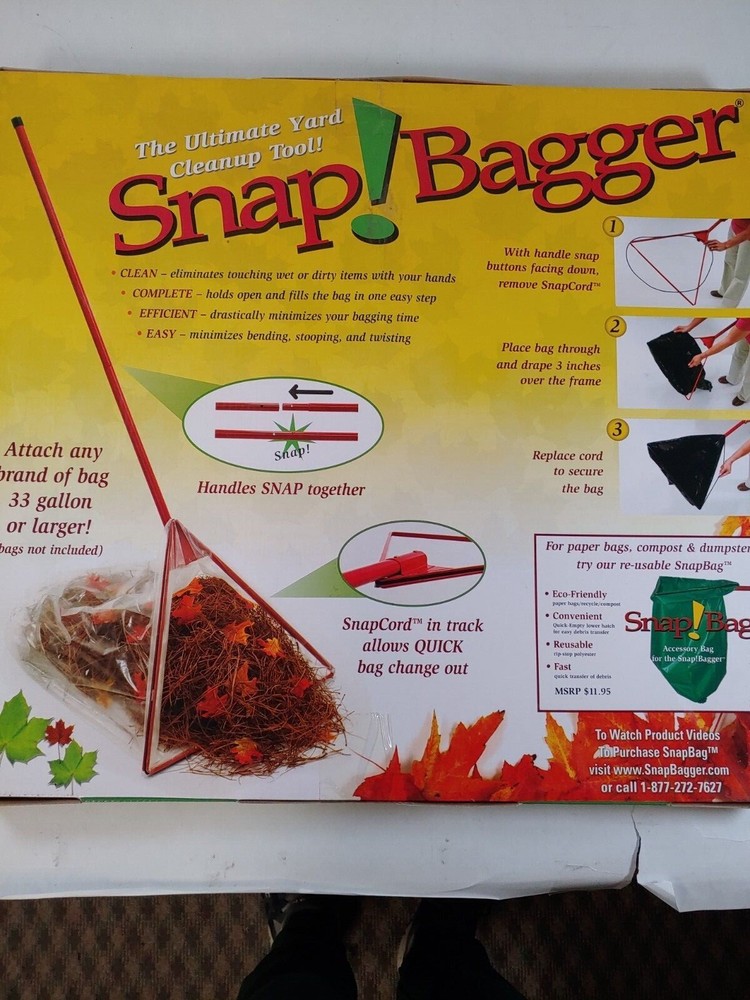 Snap Bagger, Yard Cleanup Tool. Trash, Leaves Shrubs & Beds new
