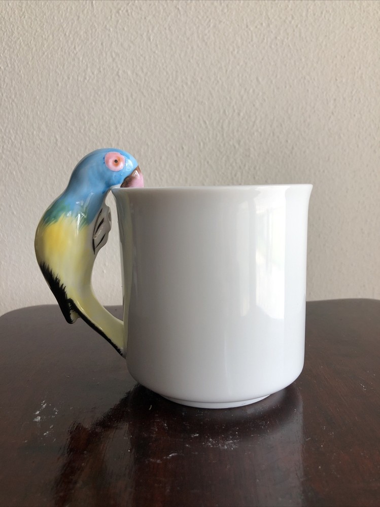 Parrot Macaw Mug Figural Handle Ceramic Coffee Cup 8 Oz