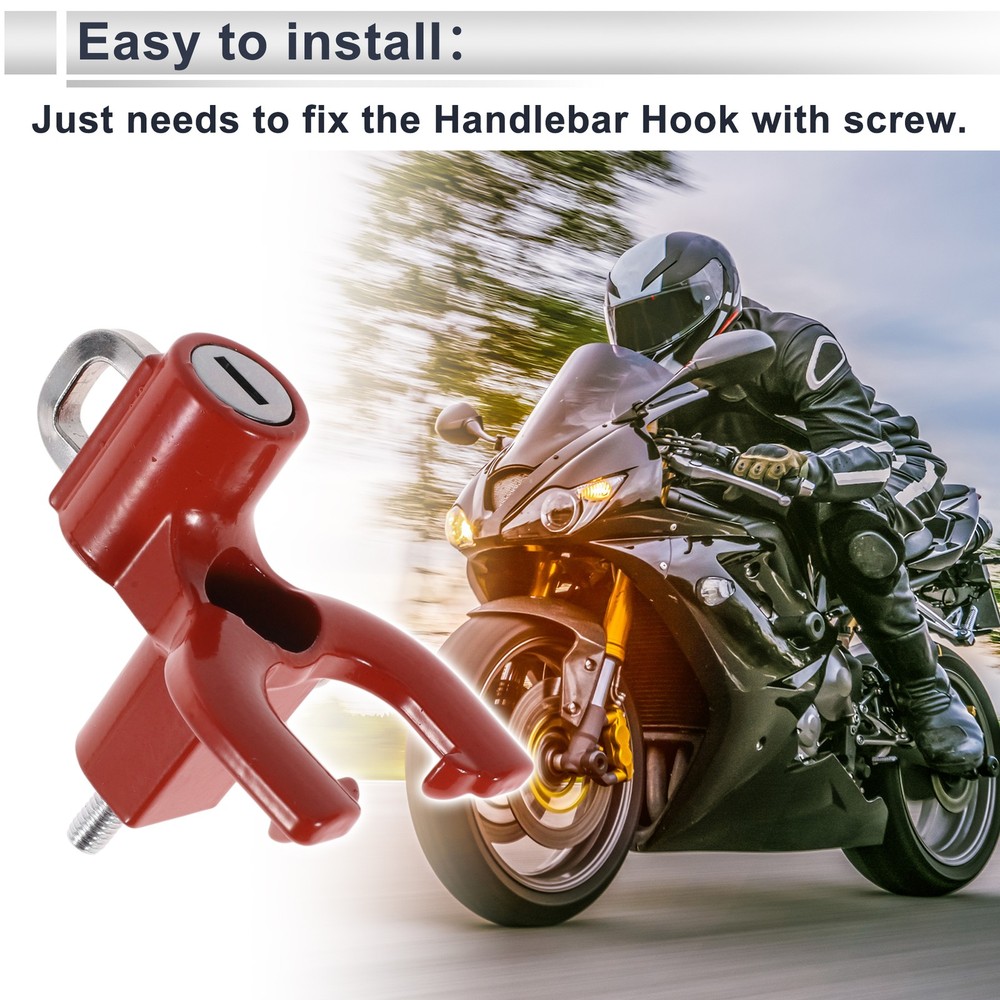 Double Metal Fork Hook for Motorcycle 1 Set Bright Red