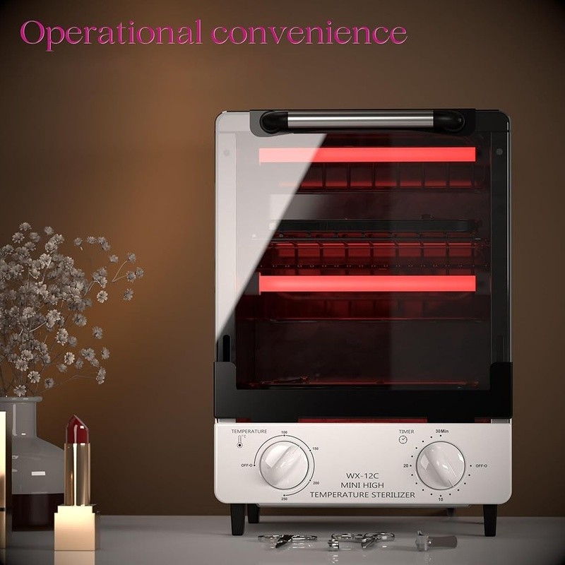 12L High Temperature Sterilizer Adjustable Timer Stainless Steel Nail Tools New