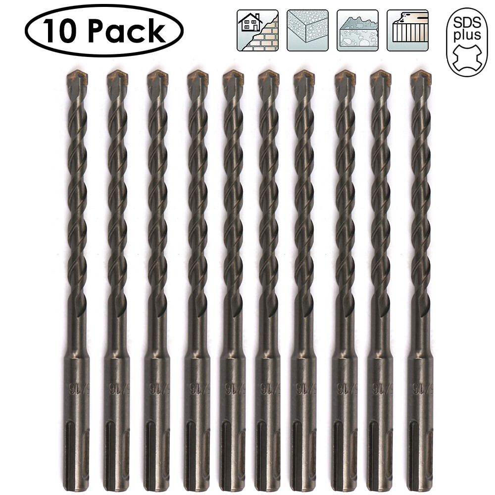 Drillforce 10PCS 5/16" X6" Rotary Hammer Drill SDS+ Masonry Concrete Drill Bits