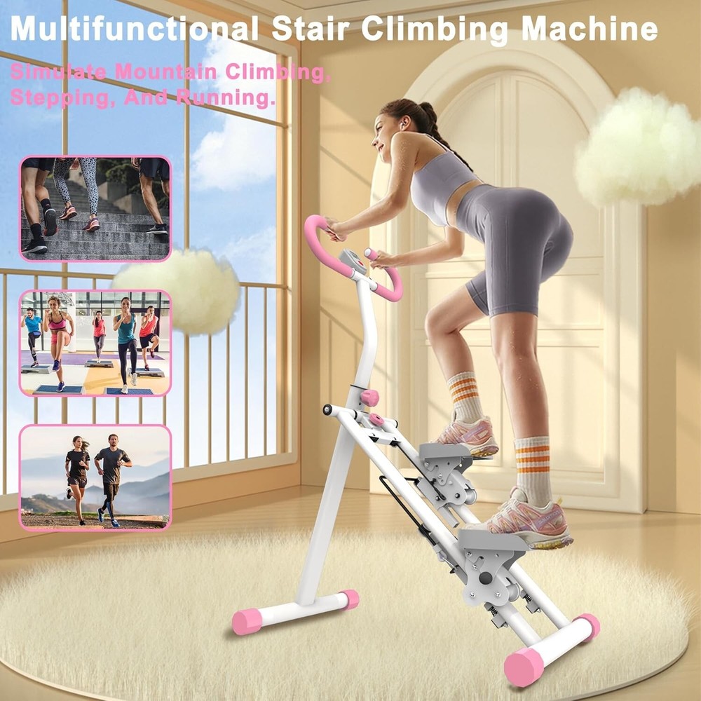 Pink Stair Stepper for Home Gym Exercise, Vertical Climber Exercise Machine